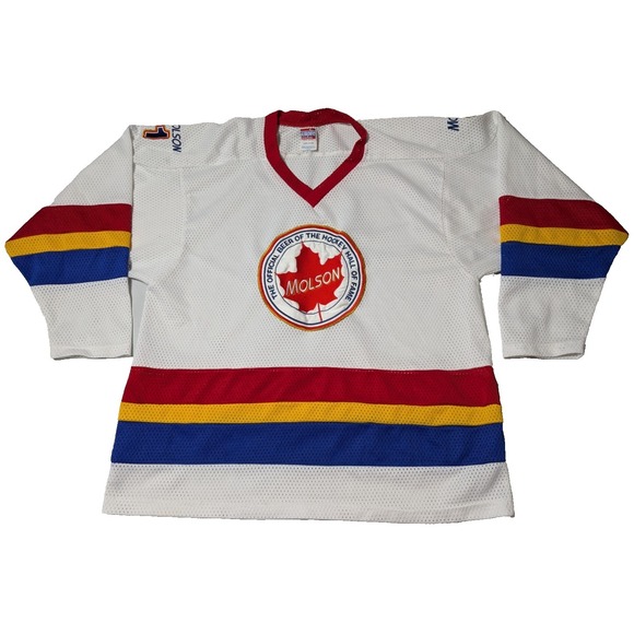 VTG MOLSON BEER HOCKEY HALL OF FAME Men Large Mesh Nylon Jersey UNION MADE USA